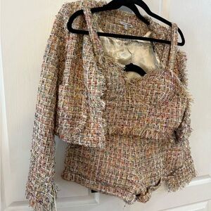 Fashion Nova Colorful Tweed Blazer and Shorts Set